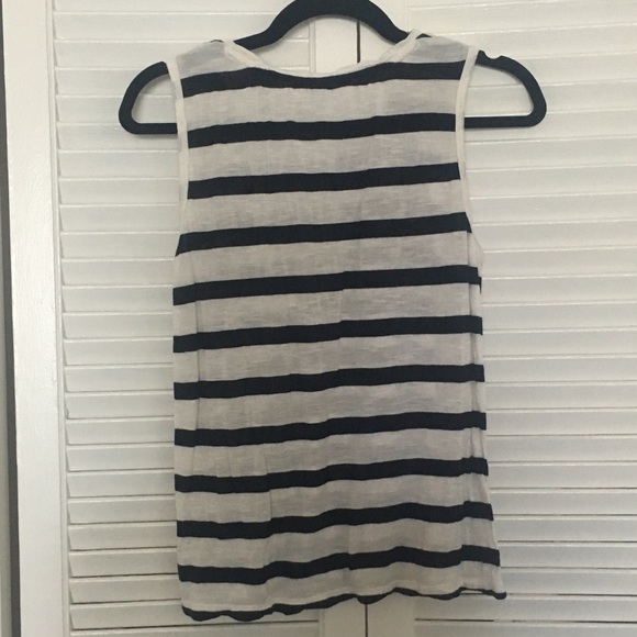 Cream Lace And Black Striped Tank Top - Picture 2 of 6